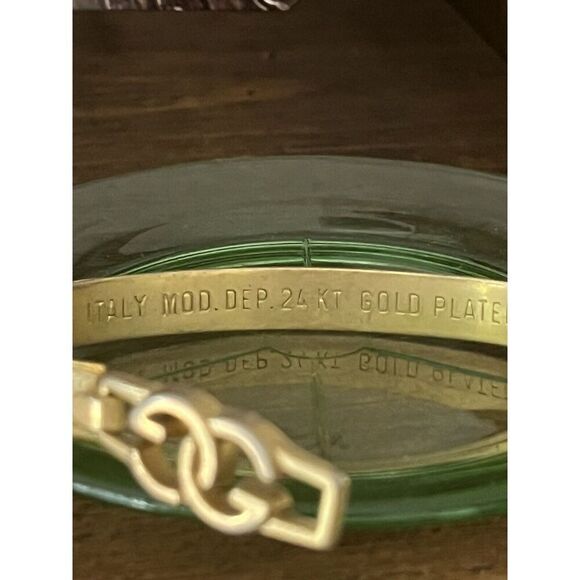 Women's Vintage Yellow Snakeskin Italy Mod. Dep 24KT Gold Plated Bracelet Gucci - Picture 10 of 12